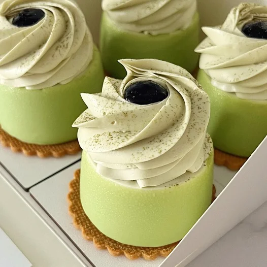 Matcha Blueberry Mini Cheesecakes