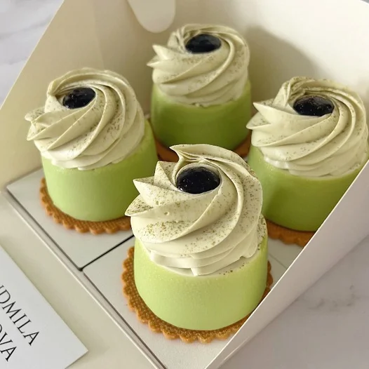 Matcha Blueberry Mini Cheesecakes